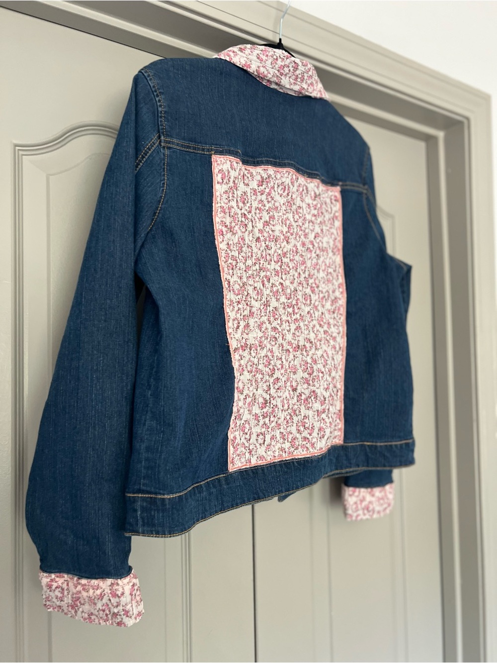 Lisa Skeels Original OOAK Upcycled Denim Floral Romantic Boho Jacket - Picture 8 of 9